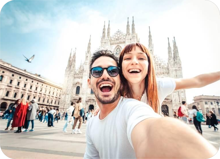 Travelers enjoying Europe
